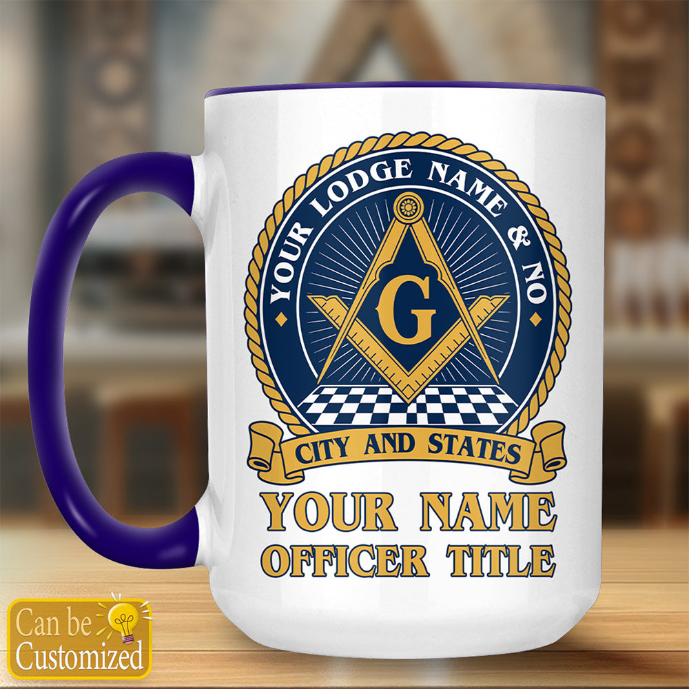 Personalized Masonic Lodge Accent Two-Tone Mug