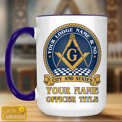 Personalized Masonic Lodge Accent Two-Tone Mug