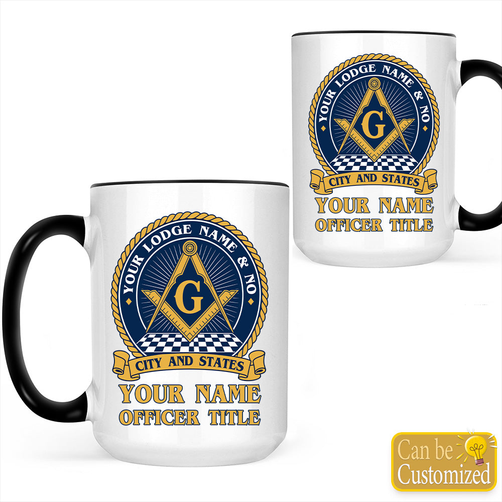 Personalized Masonic Lodge Accent Two-Tone Mug