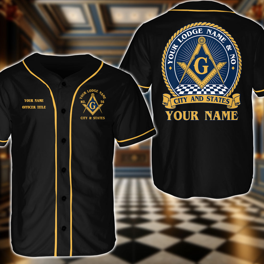 Personalized Masonic Lodge Baseball Jersey