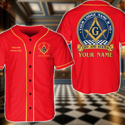 Personalized Masonic Lodge Baseball Jersey