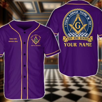 Personalized Masonic Lodge Baseball Jersey