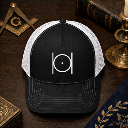 Point Within a Circle Trucker Hat - Embroidered