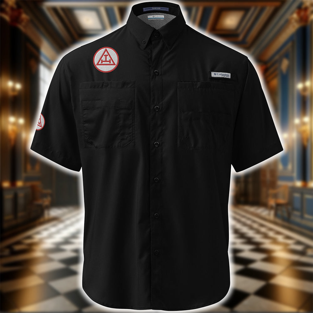 Royal Arch Embroidered Columbia Short Sleeve Button Shirt