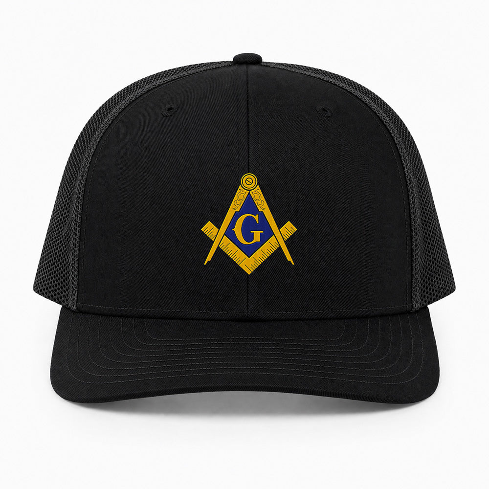 Square and Compass Trucker Hat - Embroidered