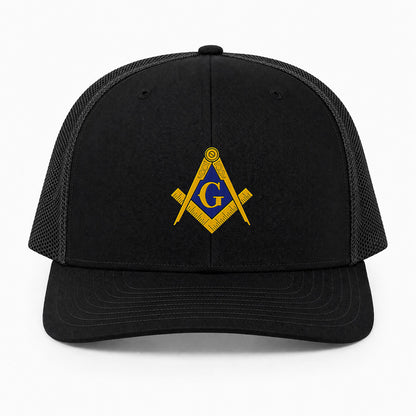 Square and Compass Trucker Hat - Embroidered