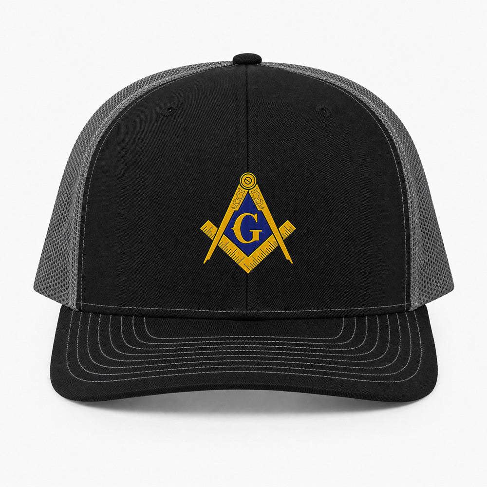 Square and Compass Trucker Hat - Embroidered