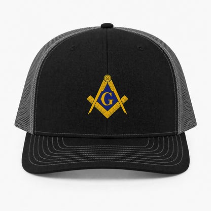 Square and Compass Trucker Hat - Embroidered