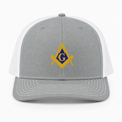 Square and Compass Trucker Hat - Embroidered