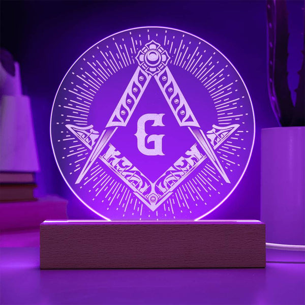 Square & Compass Acrylic Signs with LED Base